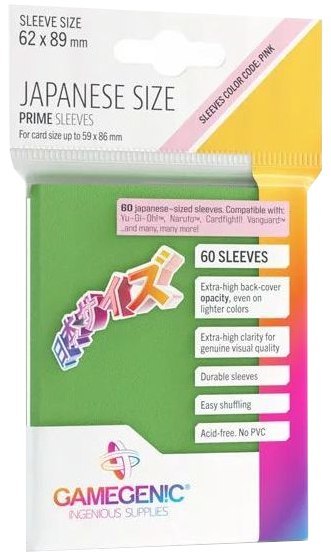 Gamegenic: Japanese Size Prime Sleeves (62x89 mm) 60 sztuk, Green